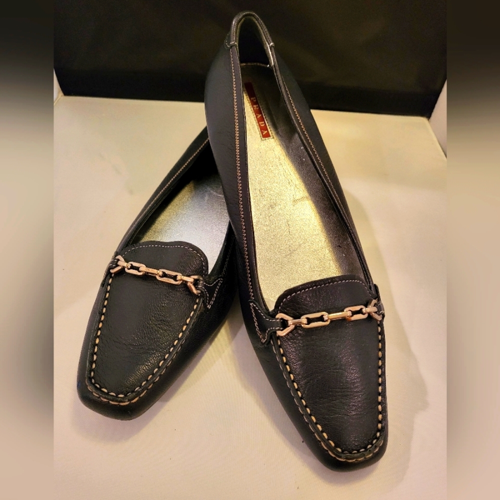 Prada Elegant Navy Loafers